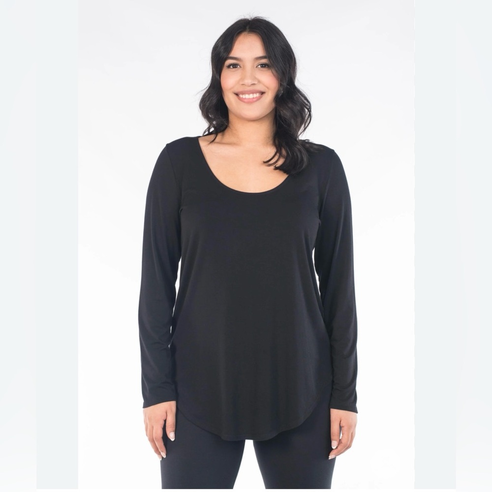 2/$20 - Thyme - Black Long Sleeve Maternity Top / Lined /Scoop Neck /Fall Weight